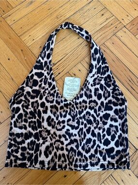 Leopard Y2K Halter Crop Top
